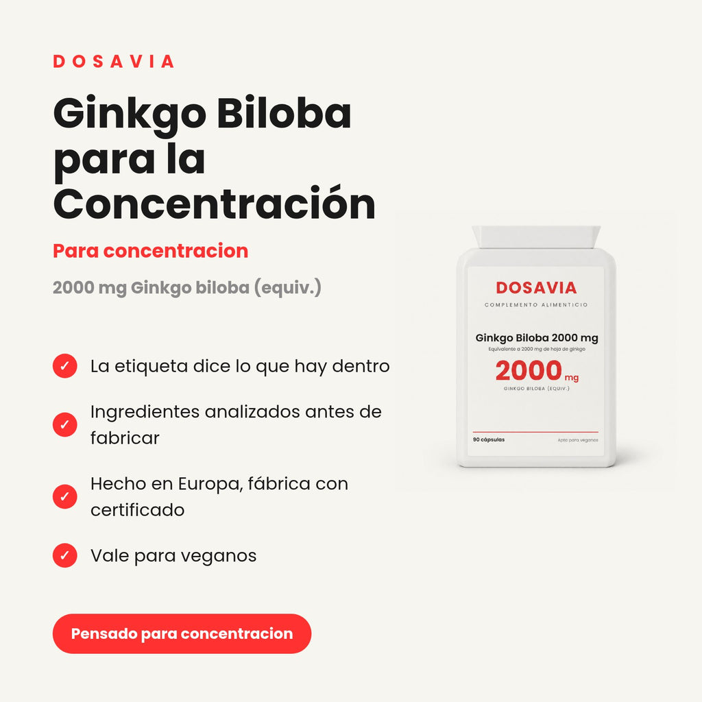 Ginkgo Biloba para la Concentración | 2000 mg