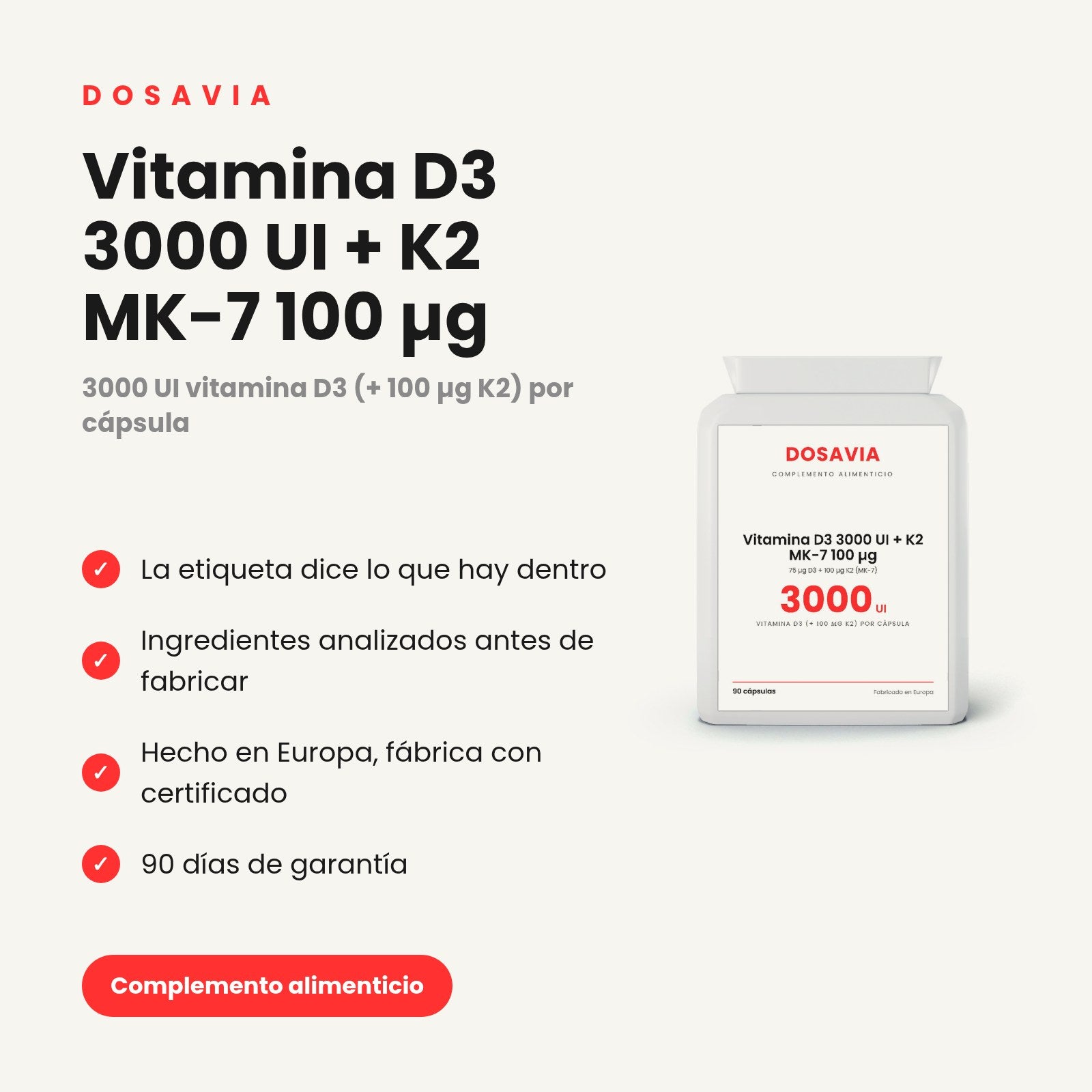 Vitamina D3 3000 UI + K2 MK-7 100 µg