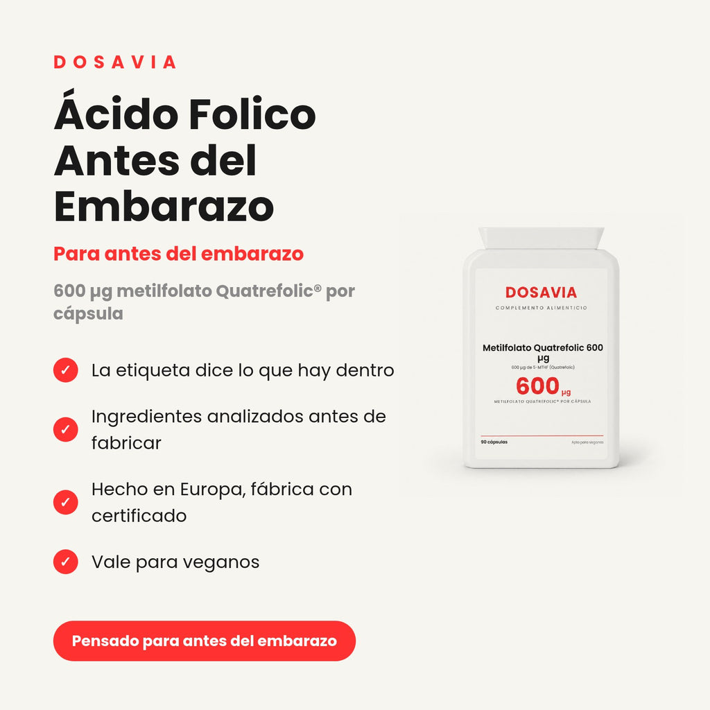 Ácido Folico Antes del Embarazo | Metilfolato Quatrefolic 600 µg
