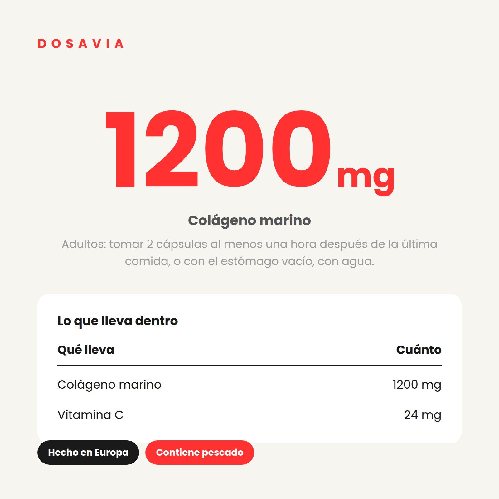 Colágeno para la Caida del Cabello | Vitamina C 600 mg · 60 cápsulas