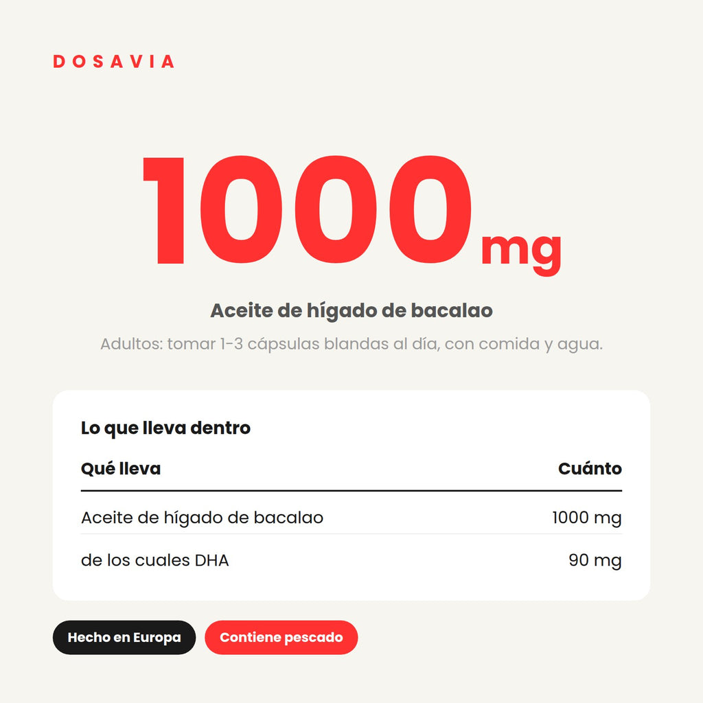 Hígado de Bacalao para Adultos | Aceite 1000 mg · 90 perlas