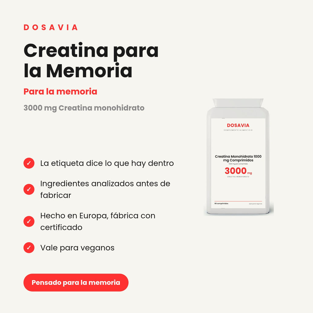 Creatina para la Memoria | Monohidrato 1000 mg Comprimidos