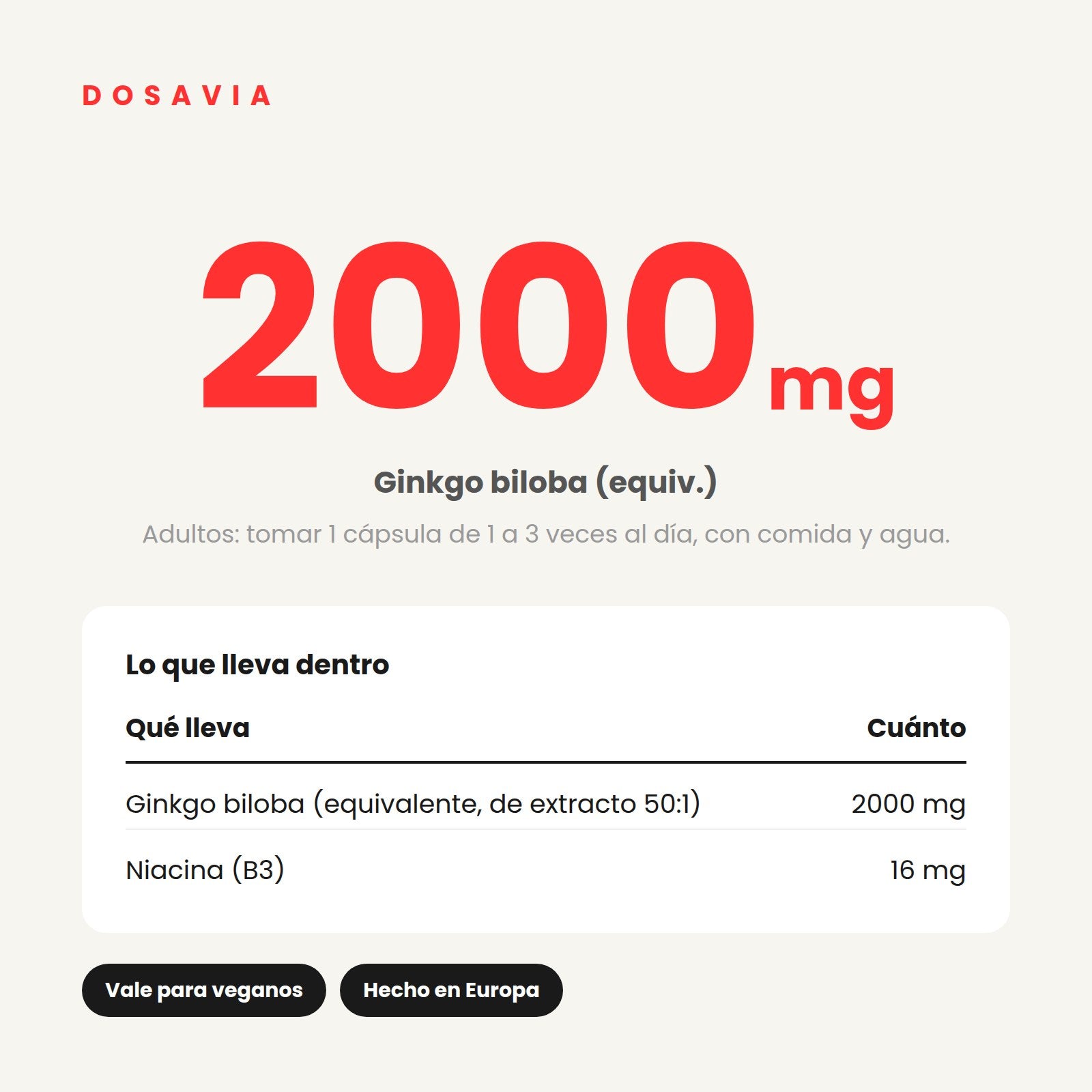 Ginkgo Biloba 2000 mg · 90 cápsulas