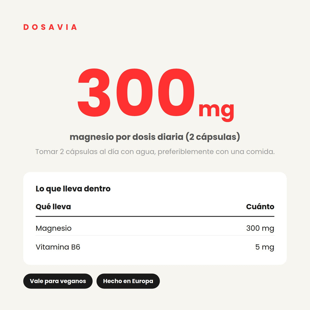 Magnesio Menopausia | Bisglicinato + B6 · 60 cápsulas