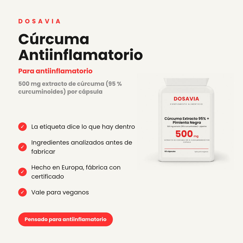 Cúrcuma Antiinflamatorio | Extracto 95% + Pimienta Negra