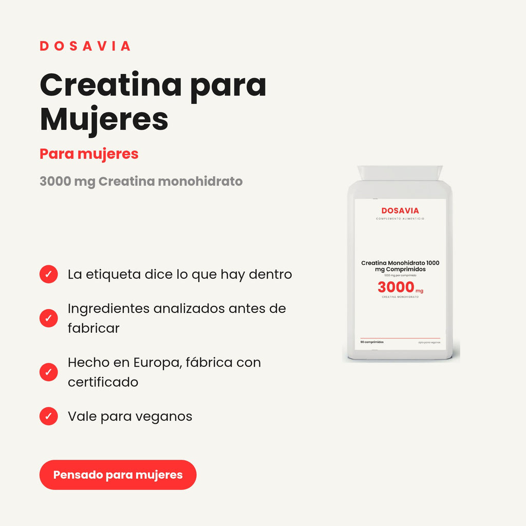 Creatina para Mujeres | Monohidrato 1000 mg Comprimidos