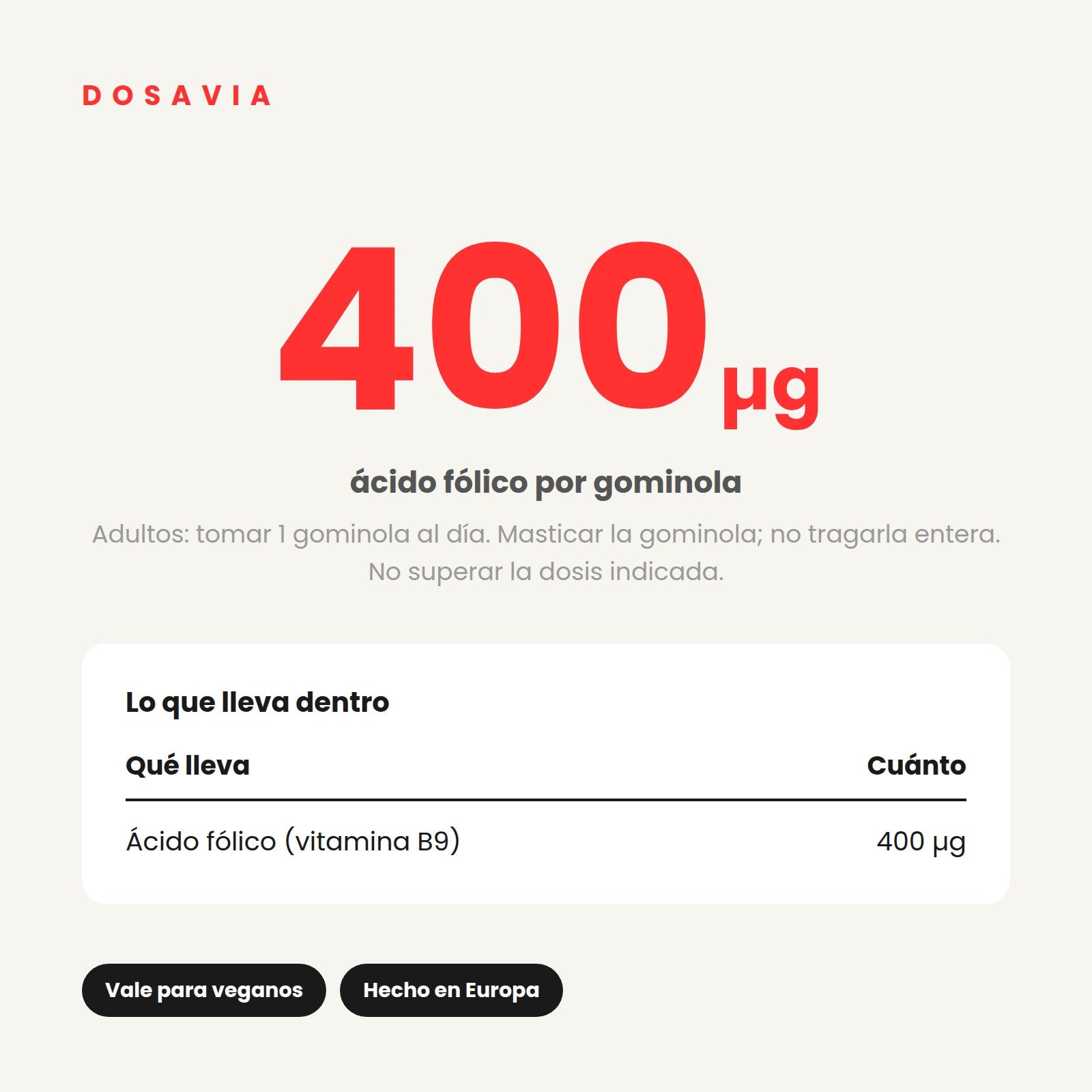 Ácido Folico para la Caida del Cabello | 400 µg Gummies · 60 gominolas