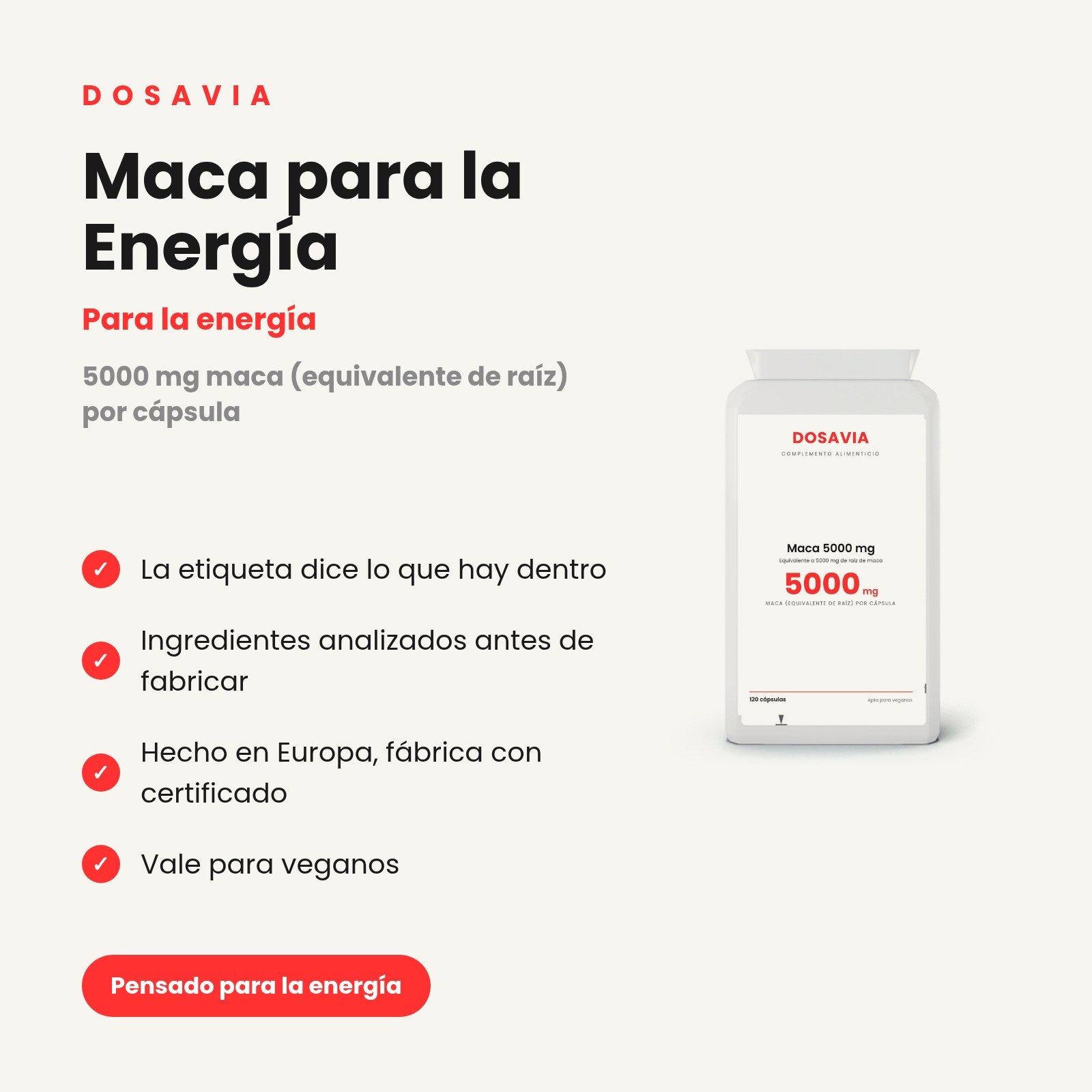 Maca para la Energía | 5000 mg
