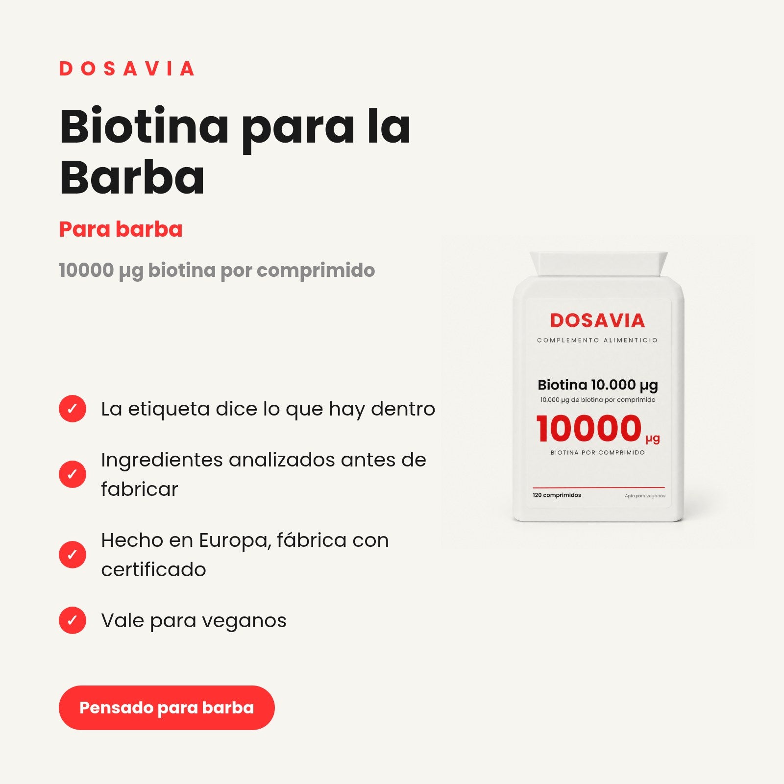 Biotina para la Barba | 10.000 µg