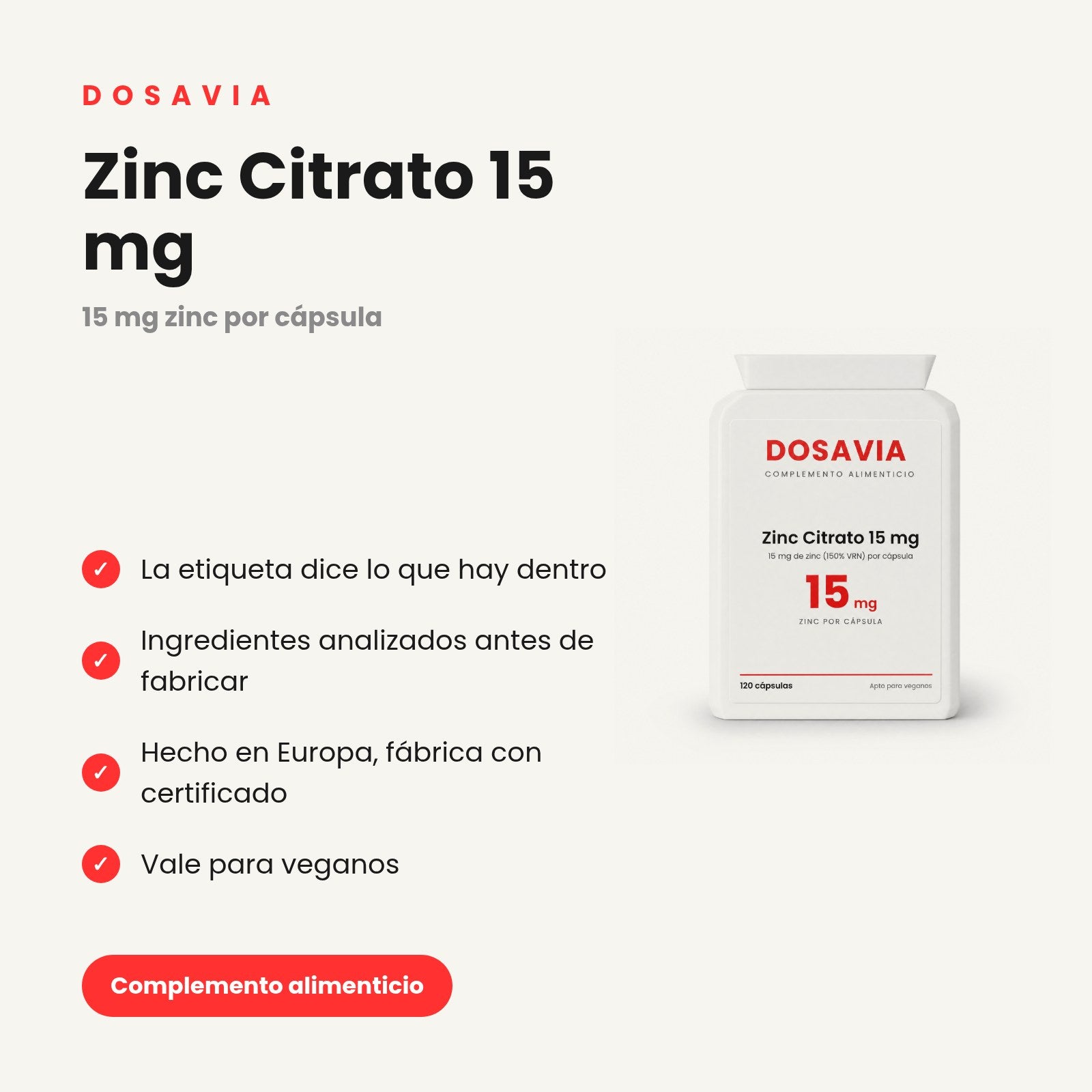 Zinc Citrato 15 mg