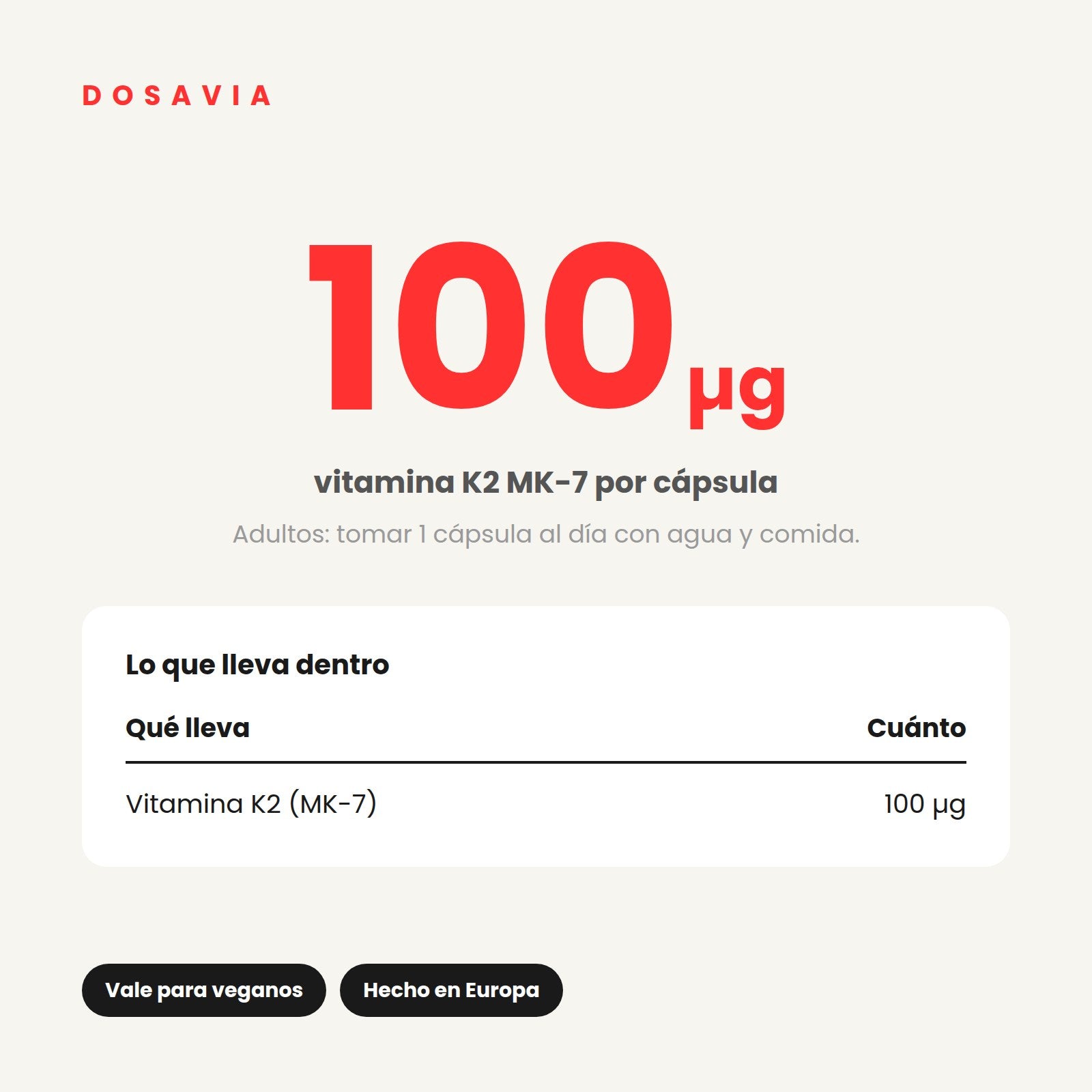Vitamina K2 para la Piel | MK-7 100 µg · 120 cápsulas