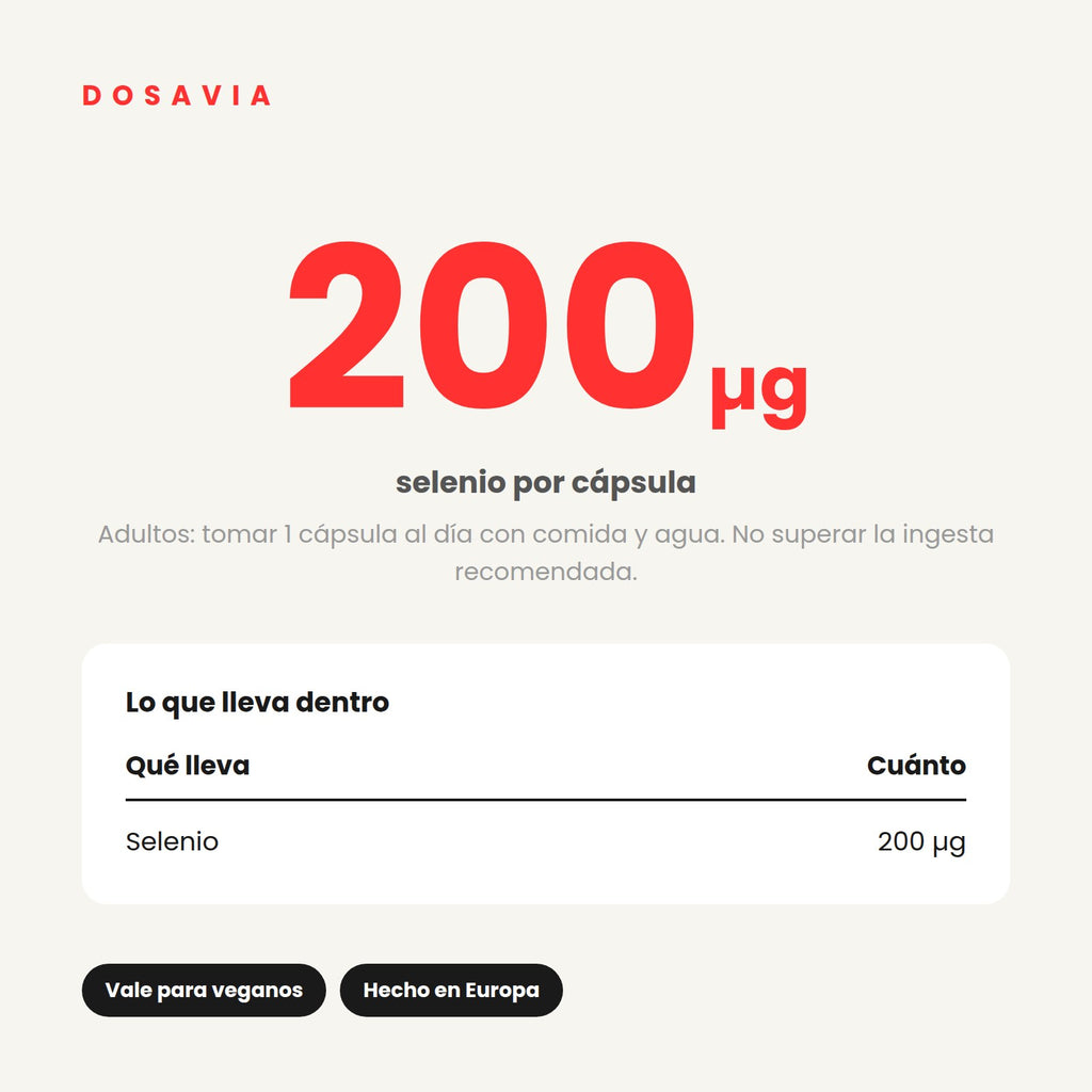 Selenio para la Caida del Cabello | 200 µg · 120 cápsulas