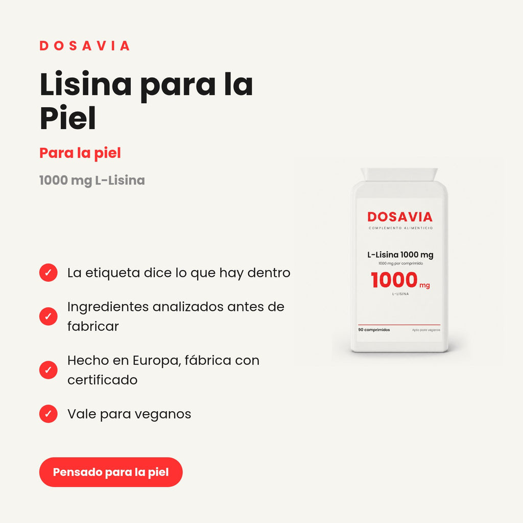 Lisina para la Piel | L-Lisina 1000 mg
