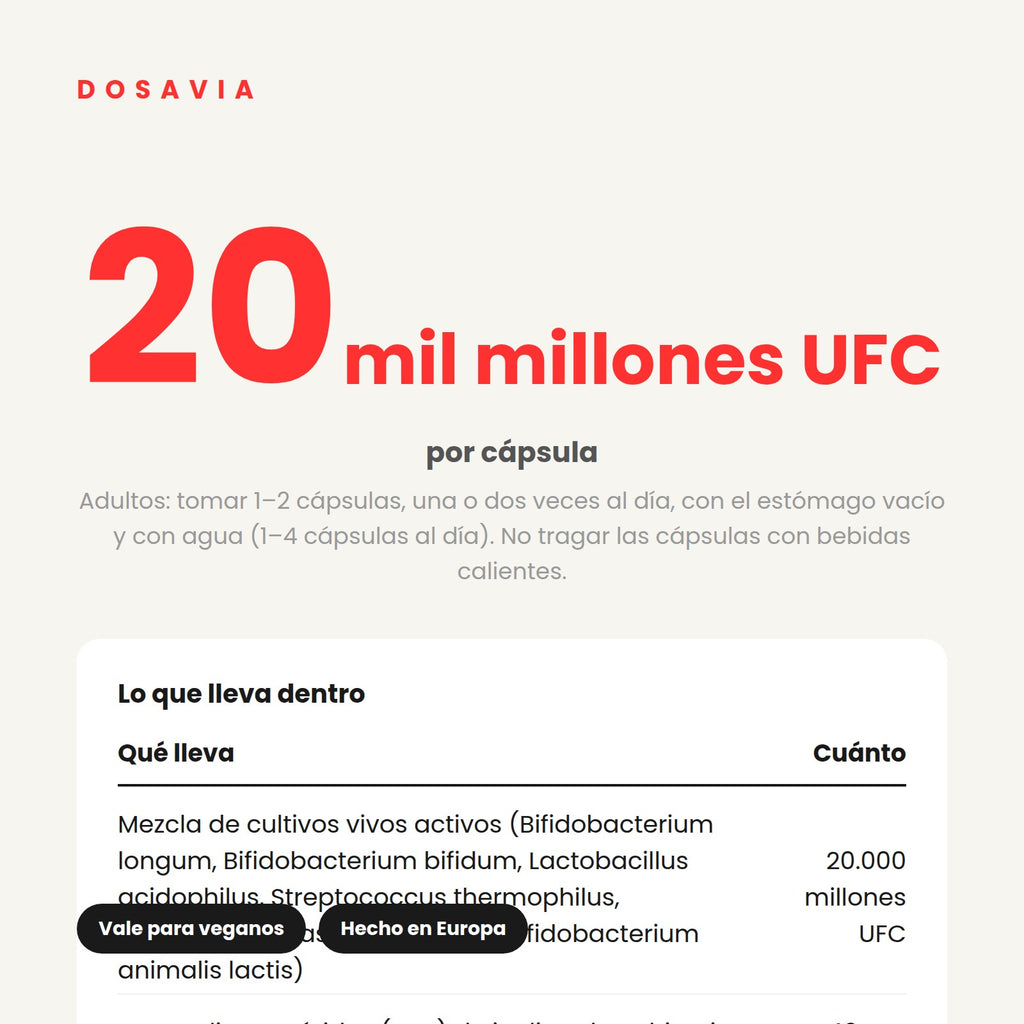 Probióticos para las Defensas | 20.000 Millones UFC · 120 cápsulas