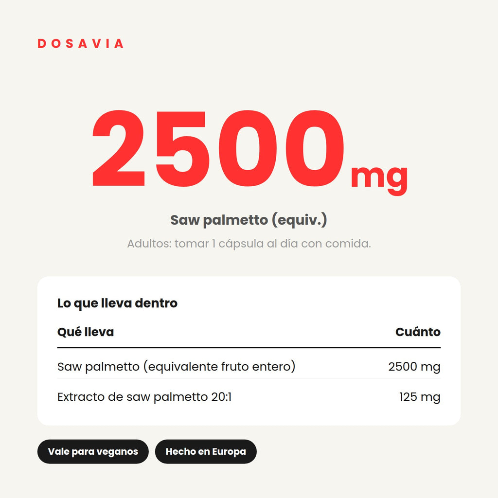 Saw Palmetto para la Caida del Cabello | 2500 mg · 90 cápsulas