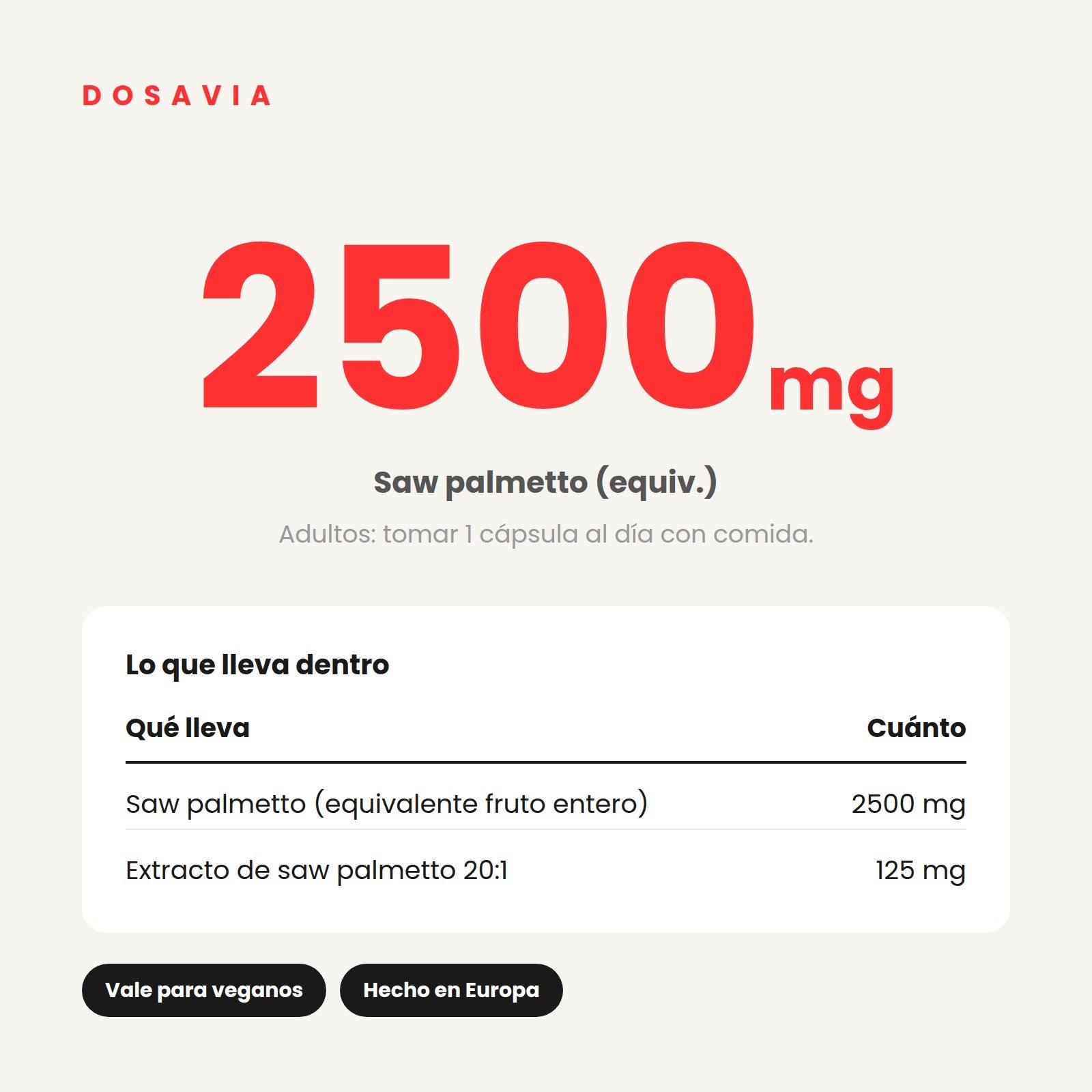 Saw Palmetto para el Cabello | 2500 mg · 90 cápsulas