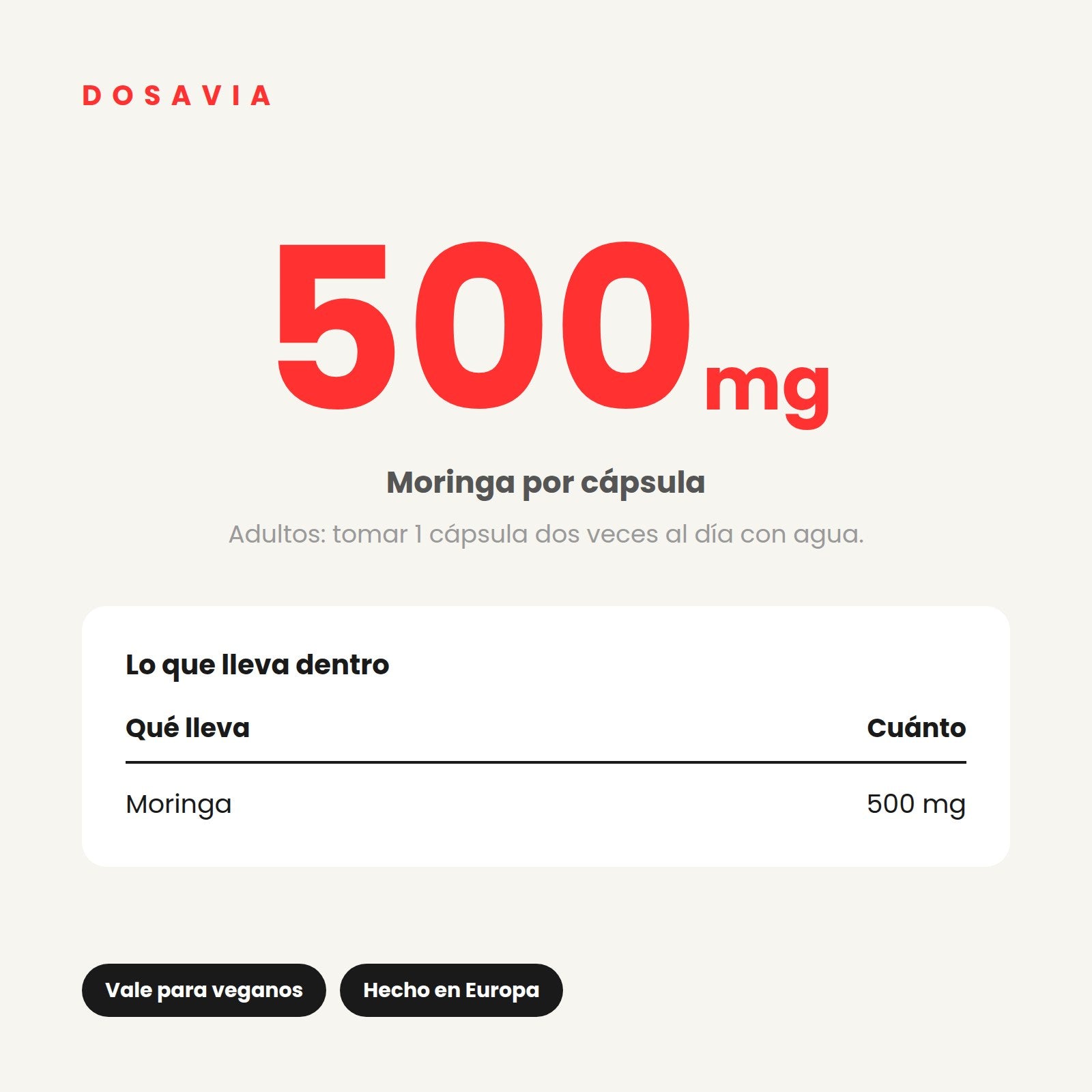 Moringa para el Cabello | 500 mg · 120 cápsulas