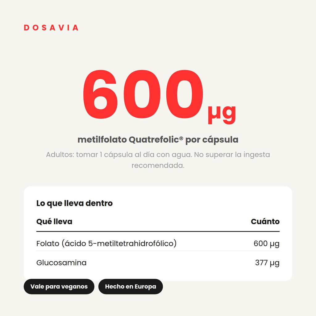 Metilfolato Quatrefolic 600 µg · 90 cápsulas