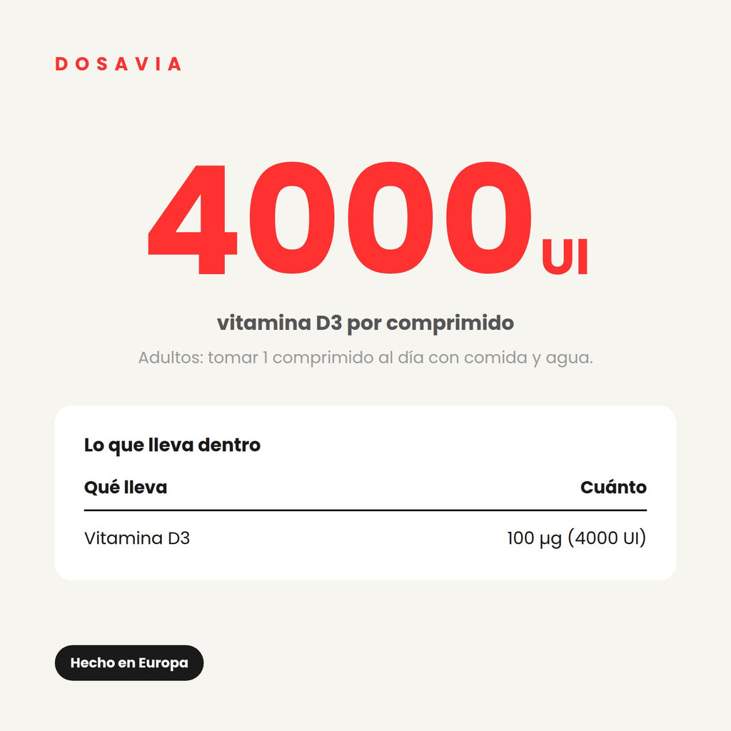 Vitamina D3 para el Cabello | 4000 UI · 365 comprimidos