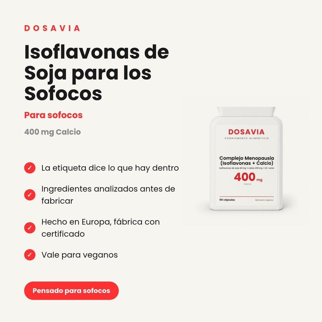 Isoflavonas de Soja para los Sofocos | Complejo Menopausia (Isoflavonas + Calcio)