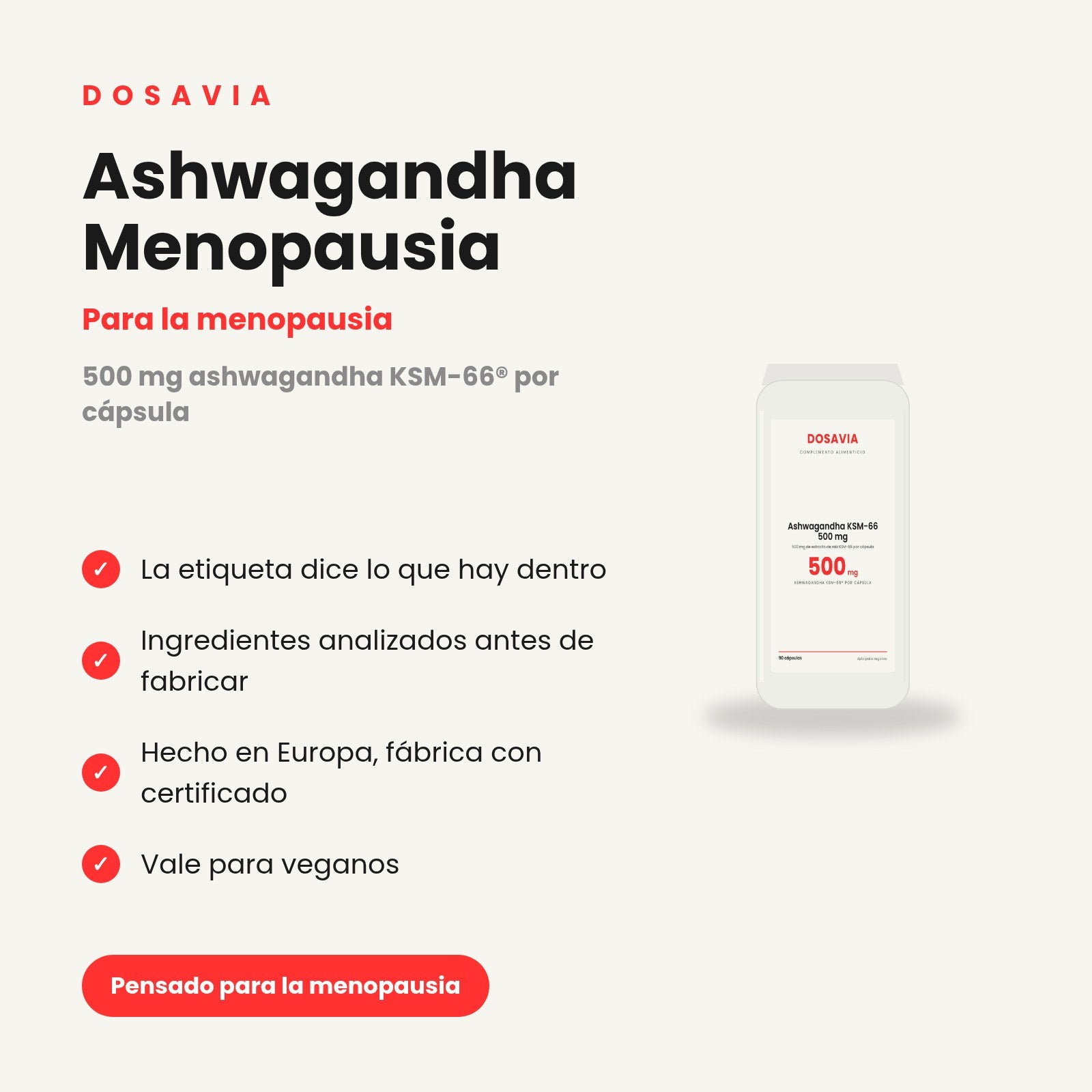 Ashwagandha Menopausia | KSM-66 500 mg