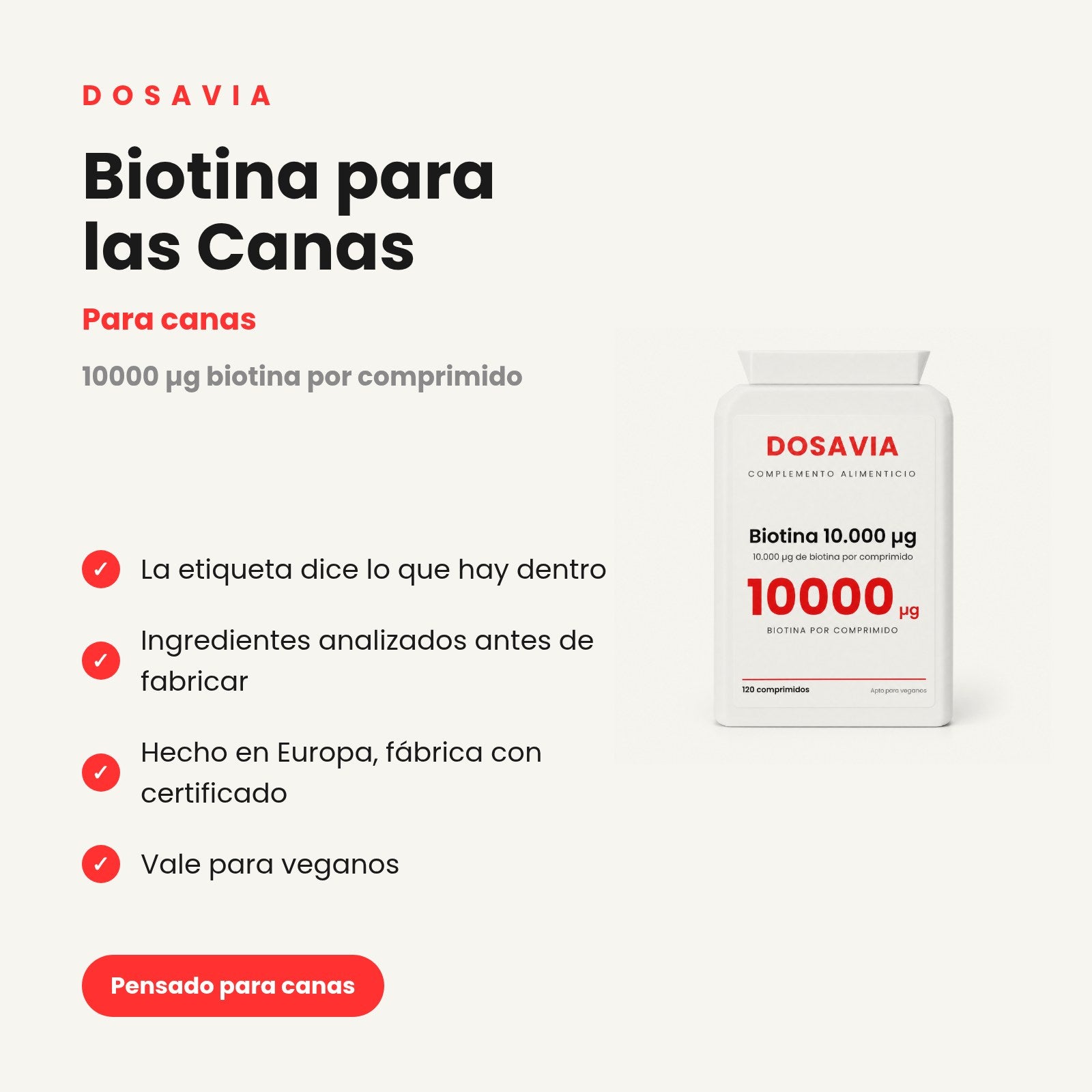 Biotina para las Canas | 10.000 µg