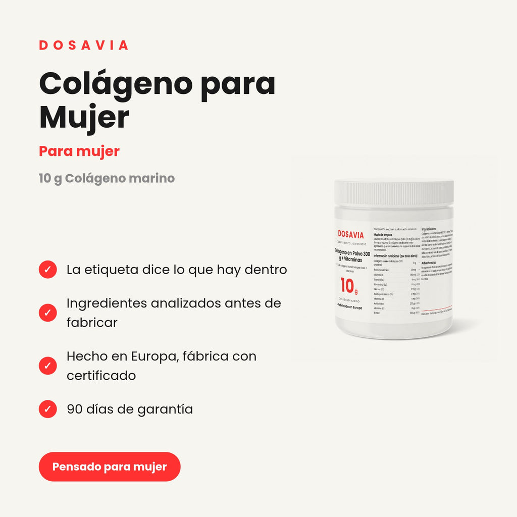 Colágeno para Mujer | en Polvo 300 g + Vitaminas