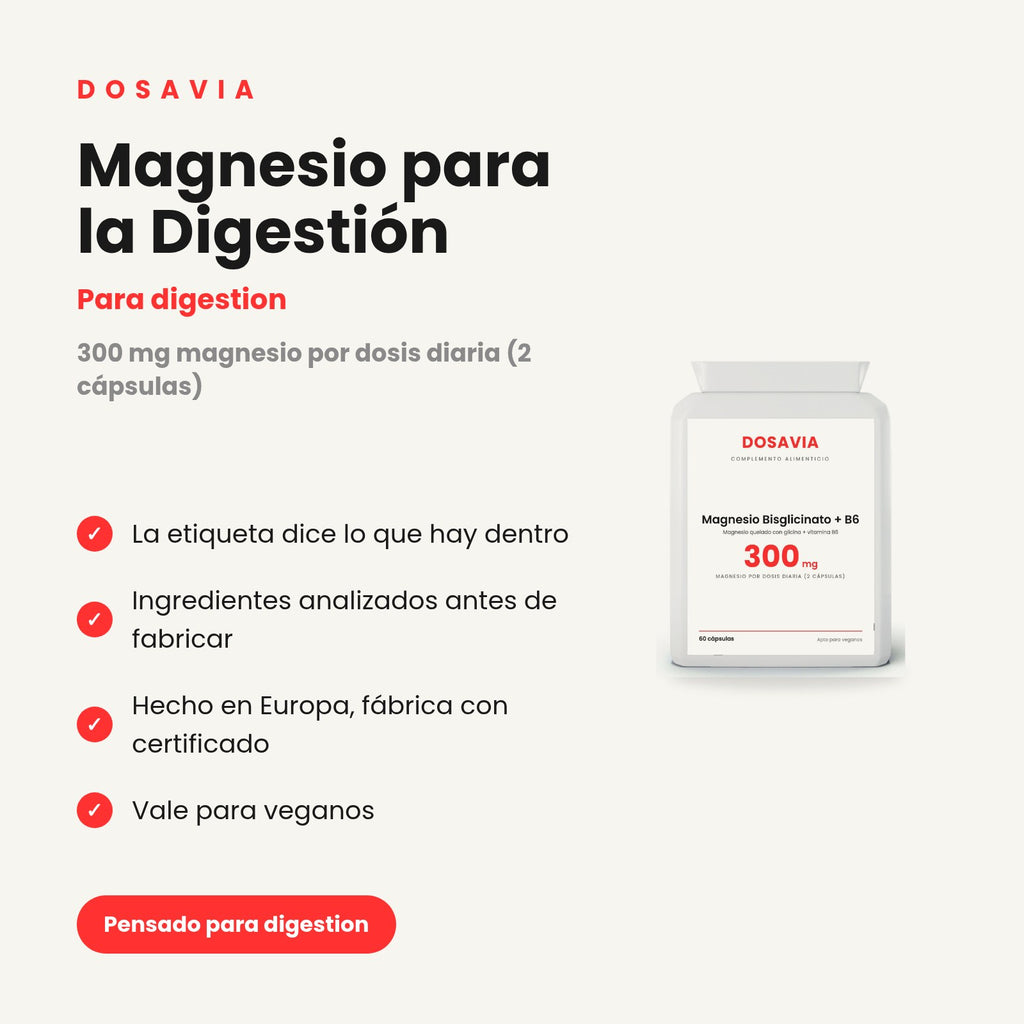 Magnesio para la Digestión | Bisglicinato + B6