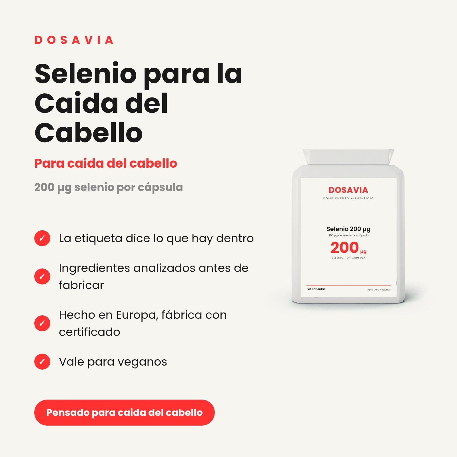 Selenio para la Caida del Cabello | 200 µg
