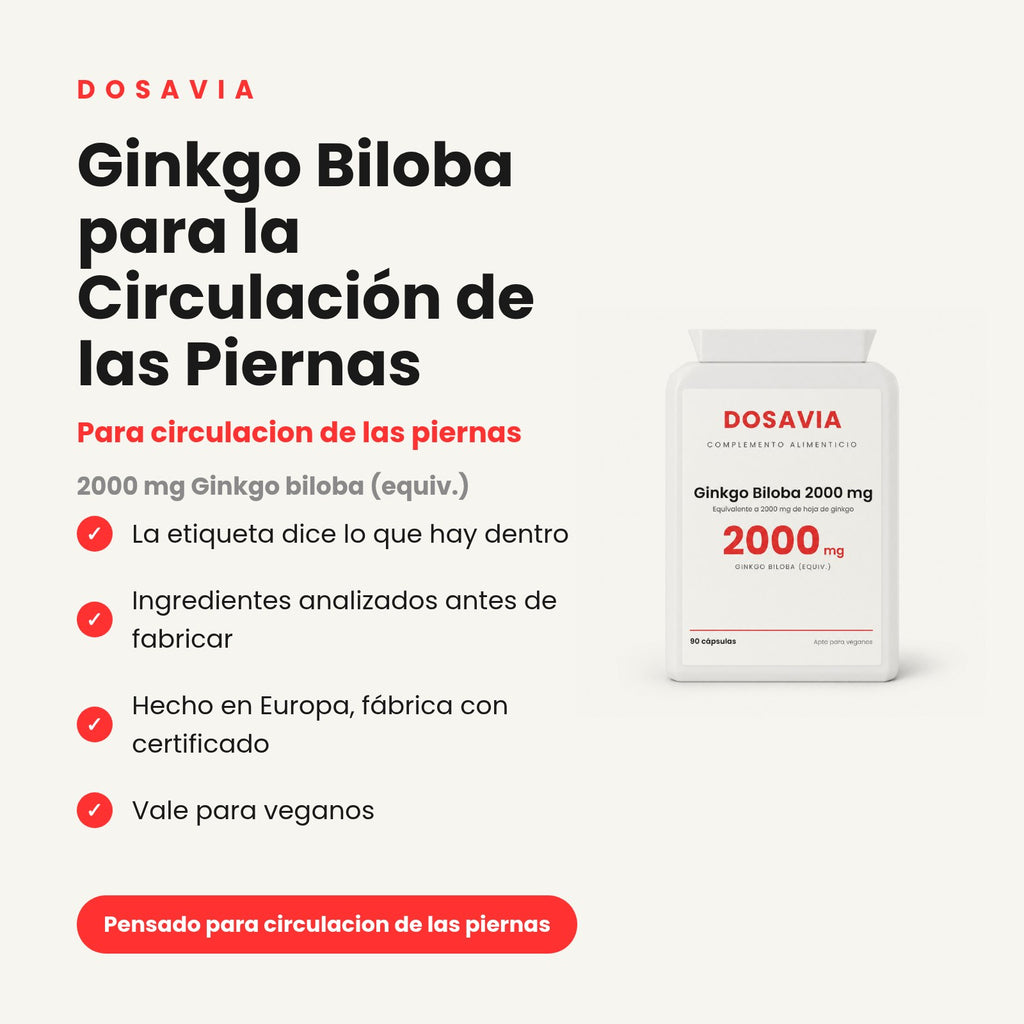 Ginkgo Biloba para la Circulación de las Piernas | 2000 mg