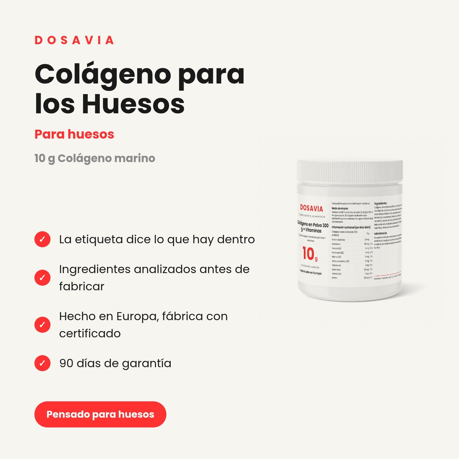 Colágeno para los Huesos | en Polvo 300 g + Vitaminas