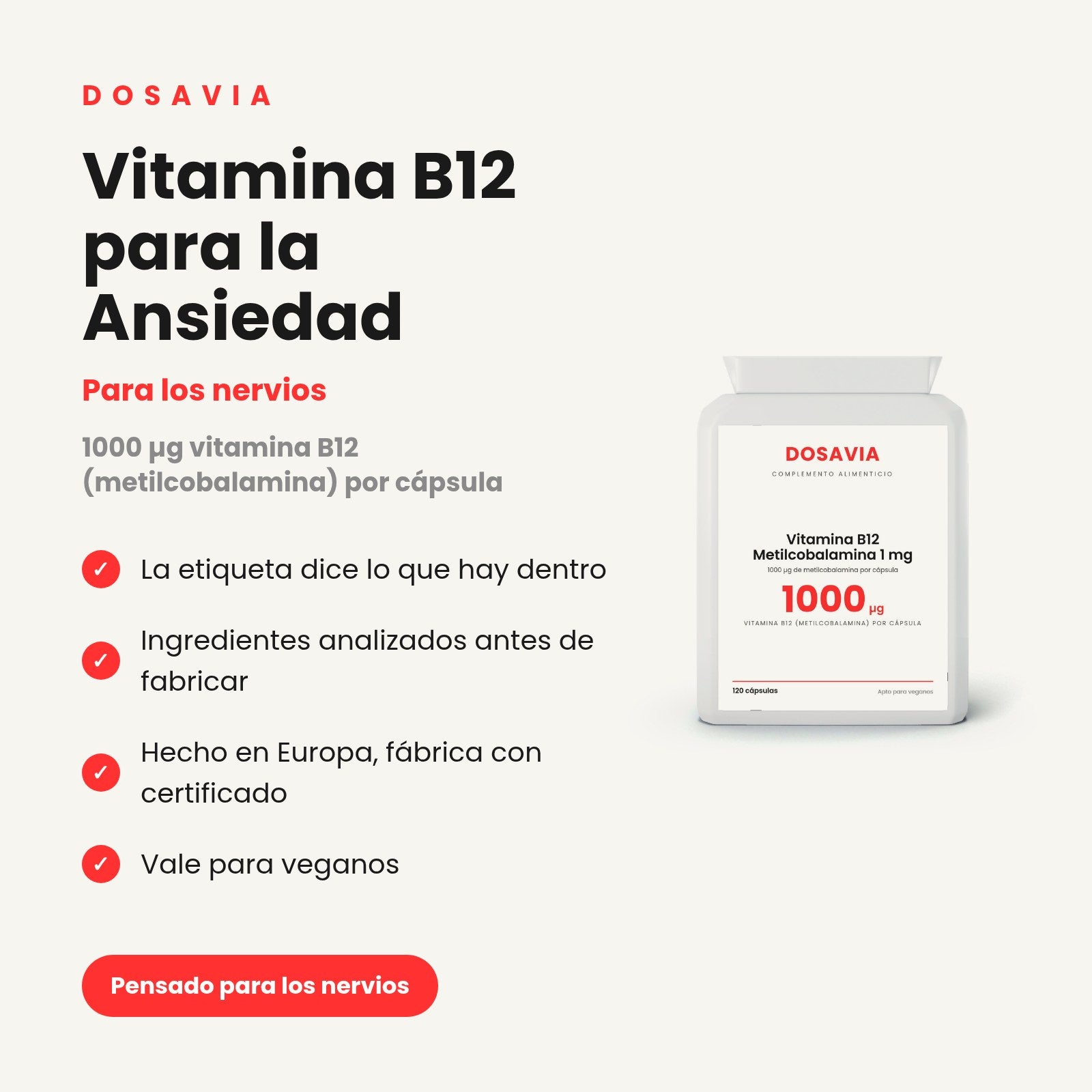 Vitamina B12 para la Ansiedad | Metilcobalamina 1 mg